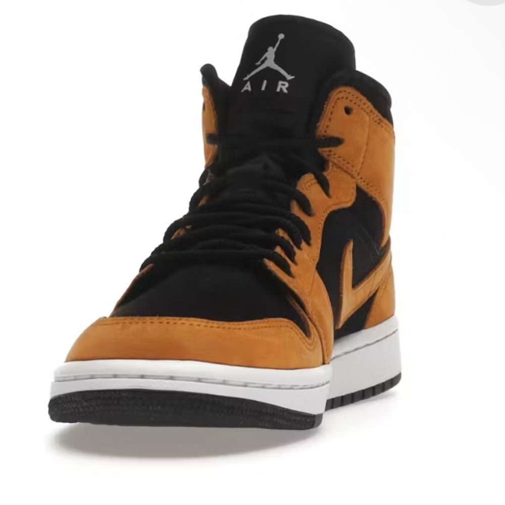 Jordan 1 Mid Black and Ochre Sneakers - Picture 4 of 6